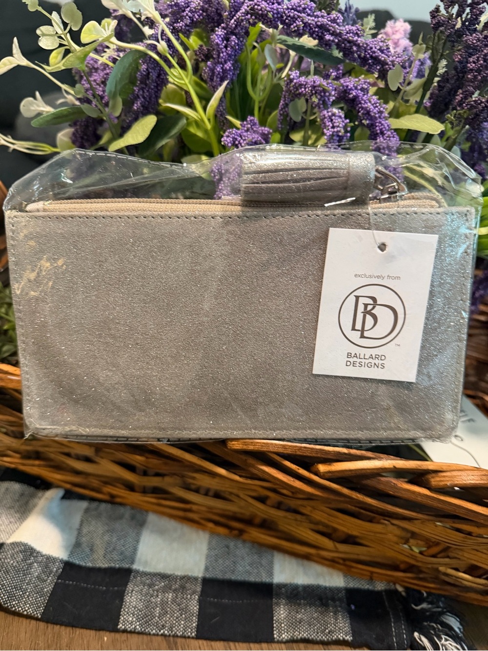 NWT Ballard Designs Silver Glitter Wristlet